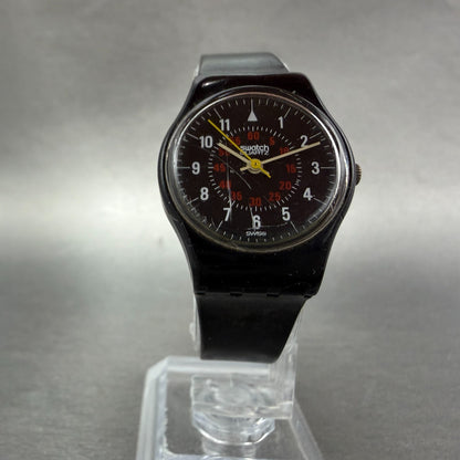 Swatch Nicholette Watch Women 24mm Black Dial Black Tone Round LB105 New Batt5