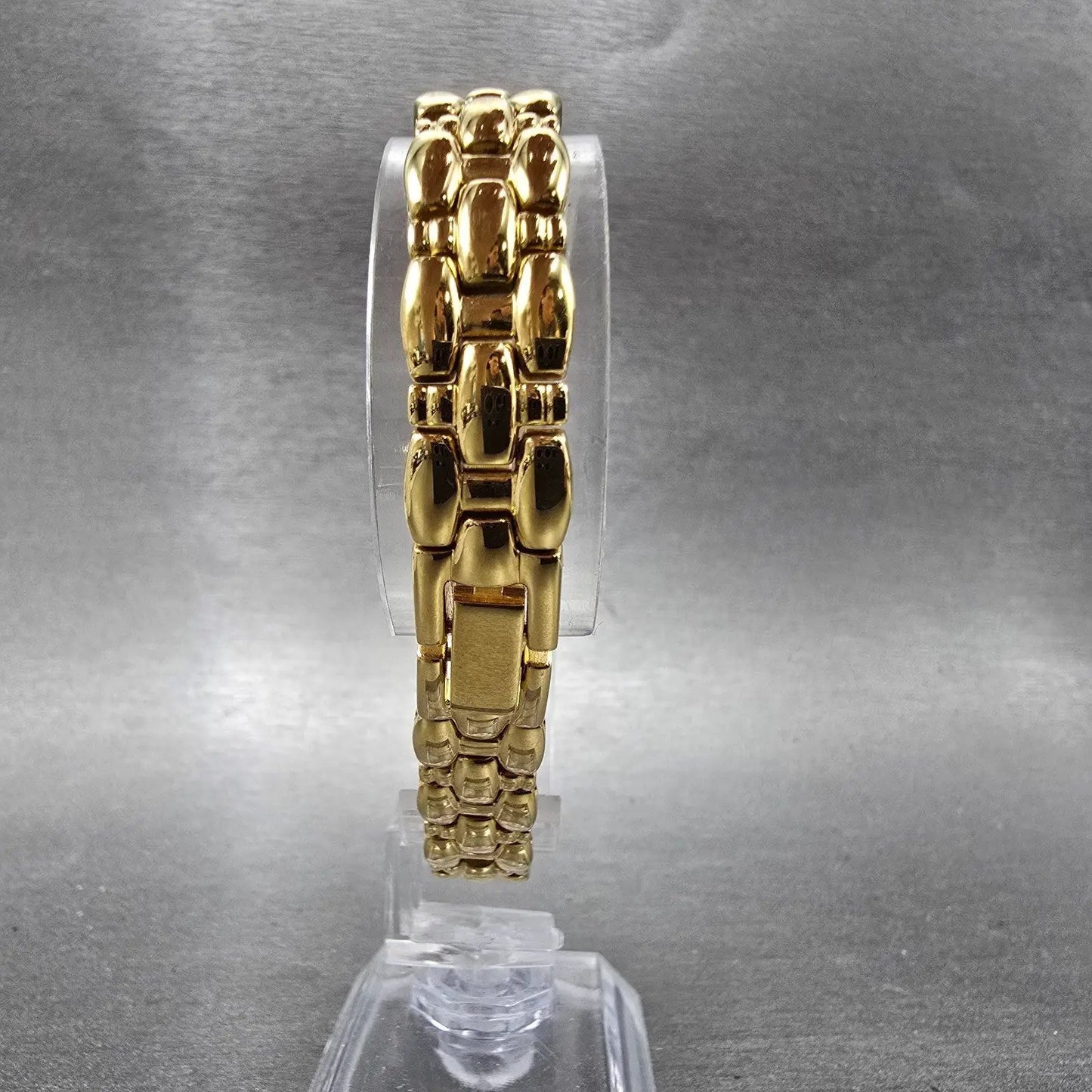 Jules Jurgensen Watch Women 17mm Champagne Dial Gold Oval Blue Gems New BatteryP7
