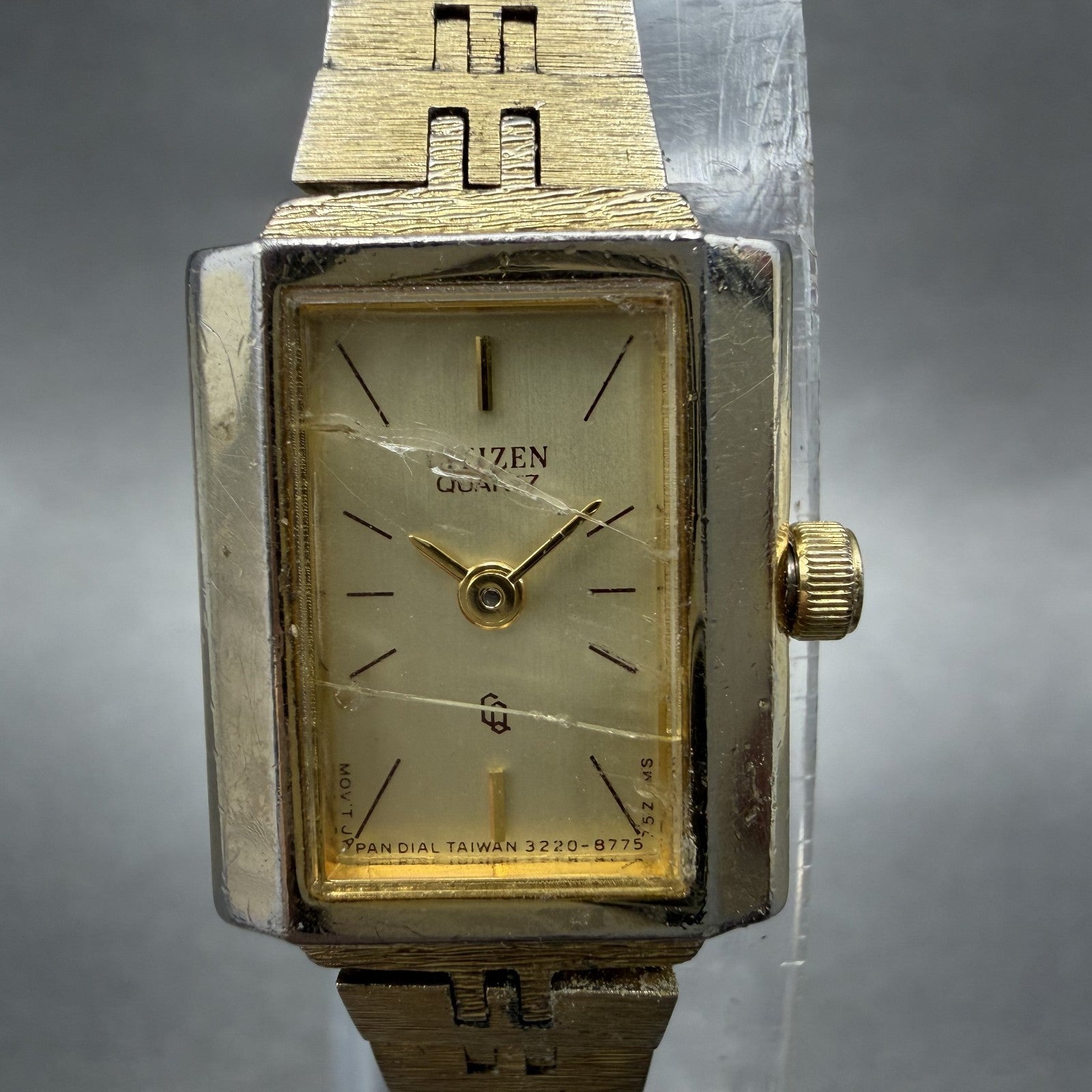 Citizen CQ Watch Women 17mm Champagne Dial Gold Tone Rectangle 3220 New Battery1