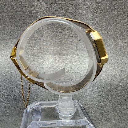Elgin Watch Women 21mm Champagne Dial Gold Tone Octagon Diamond bezel New Batt8