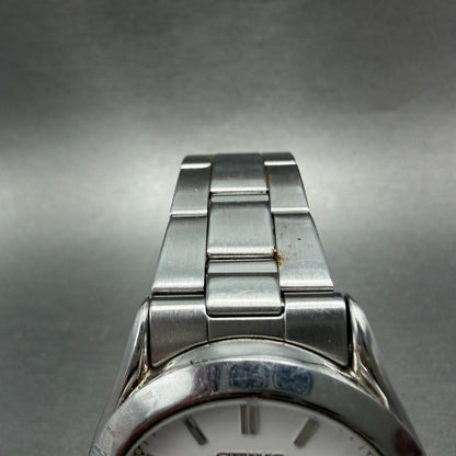 Seiko Watch Men 37mm White Dial Silver Tone Daydate Round 7N43-9080 New BatteryG4