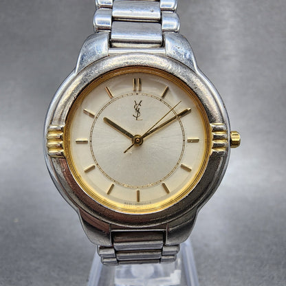 Yves Saint Laurent Watch Women 32mm Champagne Dial Two Tone Round new Battery0
