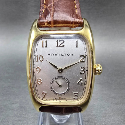 Hamilton Boulton Watch Men 27mm Silver Dial Gold Small Seconds H134310 New Batt0