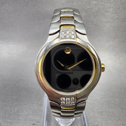Movado Museum Watch Women 26mm Black Dial Two Tone Round 81 G4 1852 New Battery0