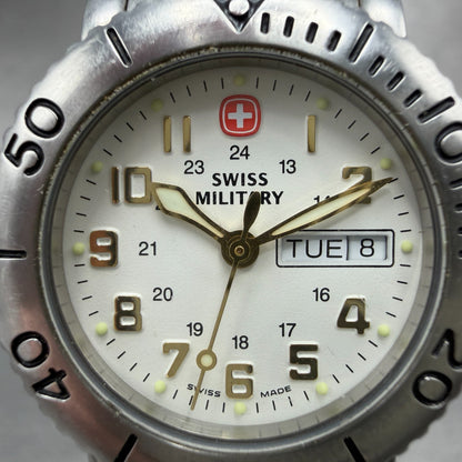 Swiss Military Watch Women 29mm White Dial Two Tone Daydate 091.1410 New Battery1