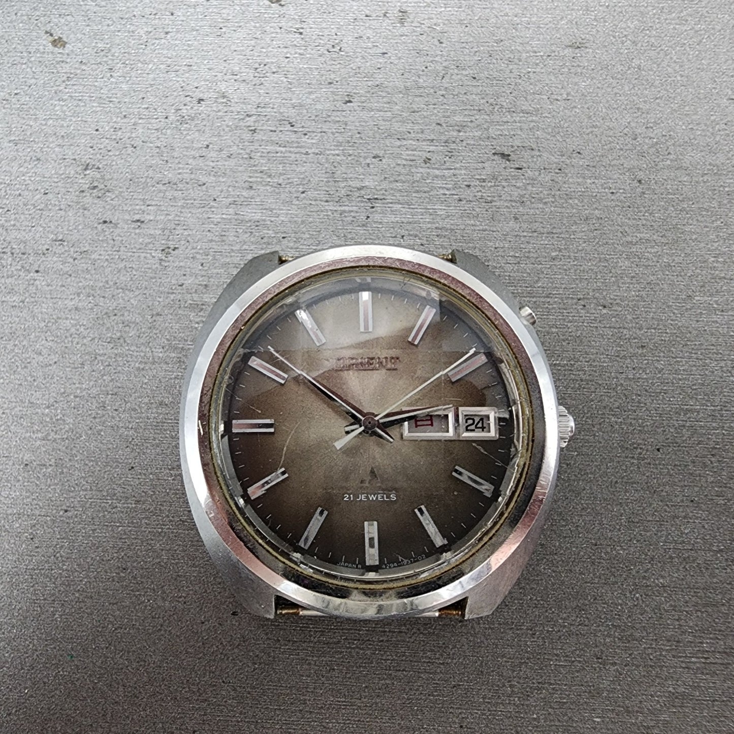 Orient Chrono Ace Automatic Watch Men 37mm Brown Dial Silver Tone Runs READ!!!!0