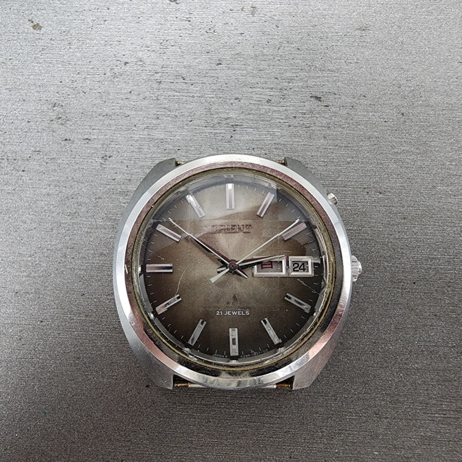Orient Chrono Ace Automatic Watch Men 37mm Brown Dial Silver Tone Runs READ!!!!0