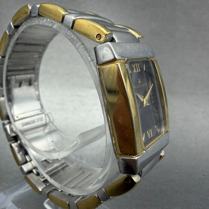 Jacques Lemans Tank Watch Women 20mm Black Dial Two Tone Rectangle New Battery3