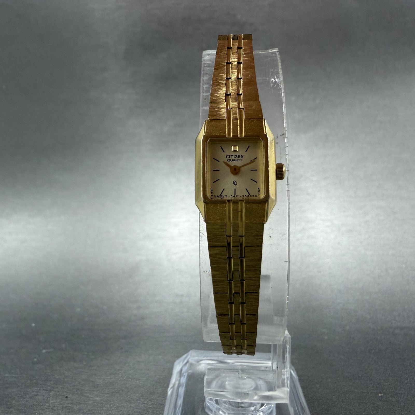 Citizen CQ Tank Watch Women 13mm Champagne Dial Gold Tone Octagon New Battery BI5