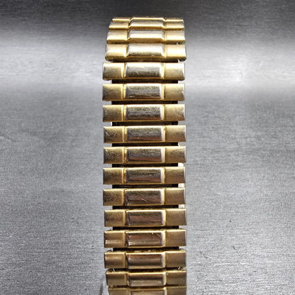 Seiko Watch Men 28mm Gold Dial Gold Tone Daydate Rectangle 7N33-5028 New Batt JP7