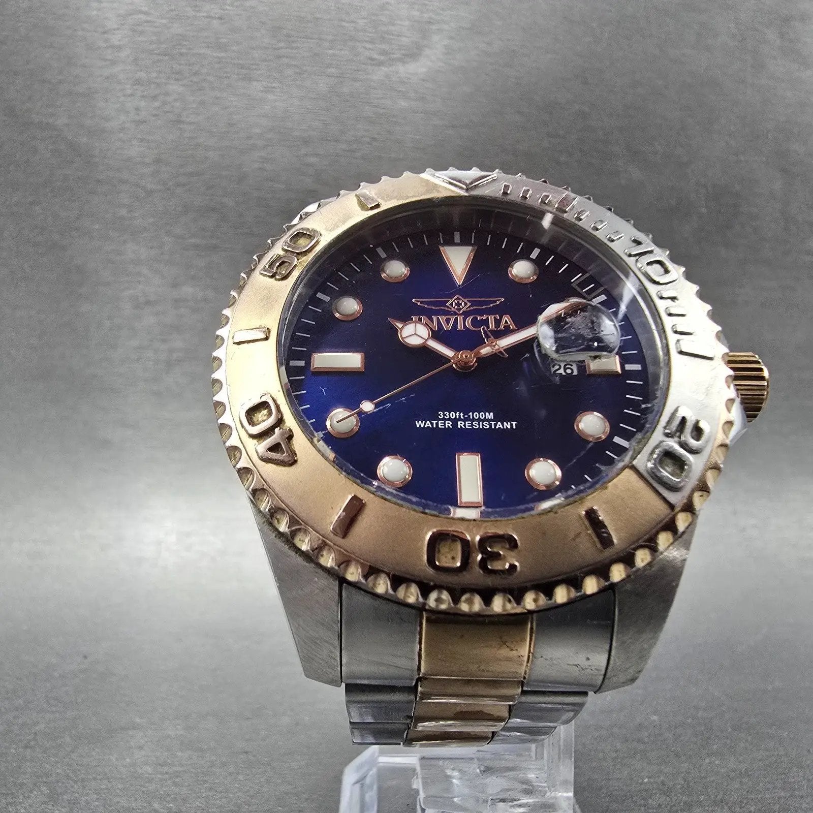 Invicta Pro Diver Watch Men 47mm Blue Dial Two Tone Date 24626 New Battery5
