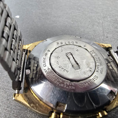Seiko Watch Men 34mm Gold Digital Alarm Chronograph A158-5059 PARTS Vintage10