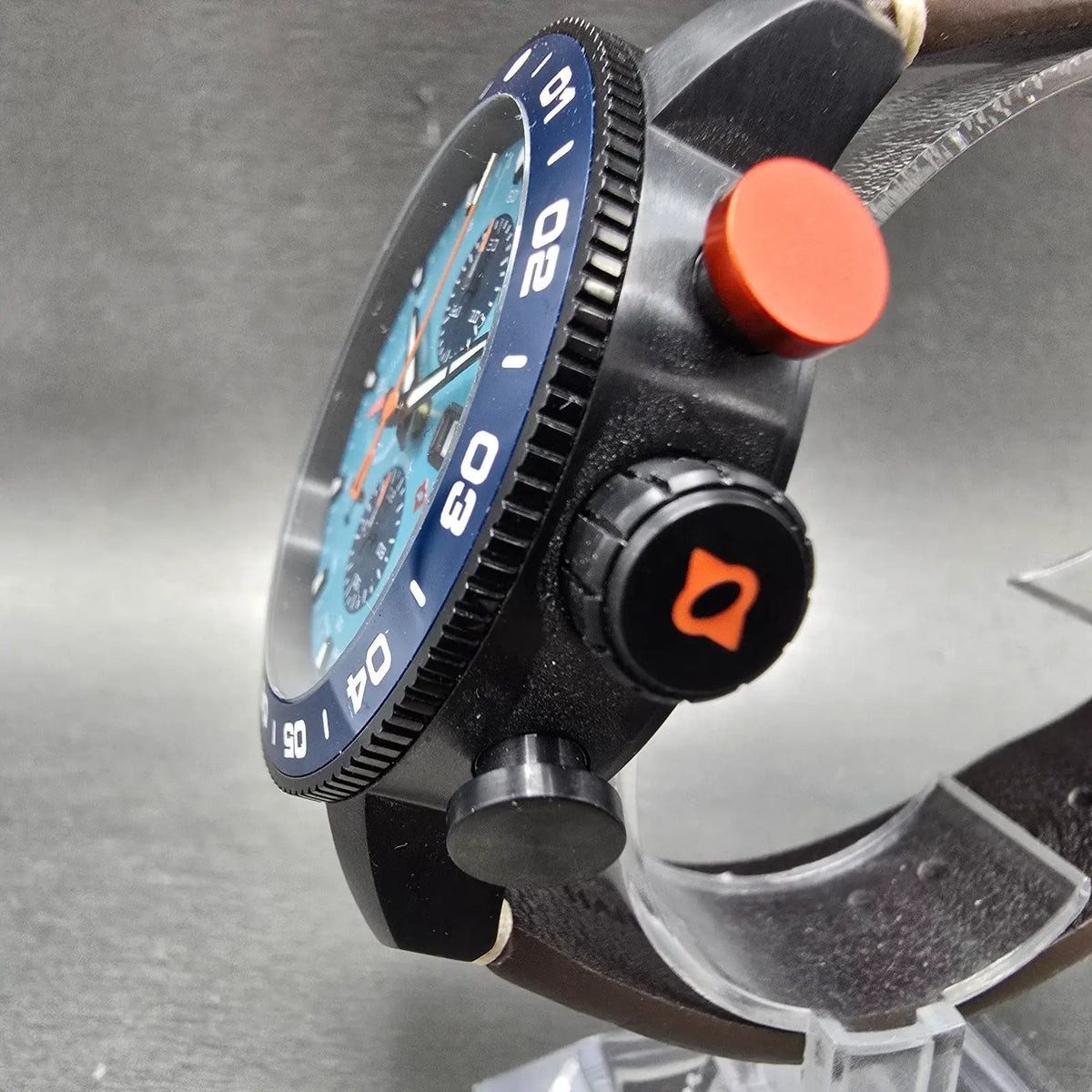 LIV P-51 Cripes A Mighty Chronograph Watch Men 46mm Blue Dial Titanium Automatic3