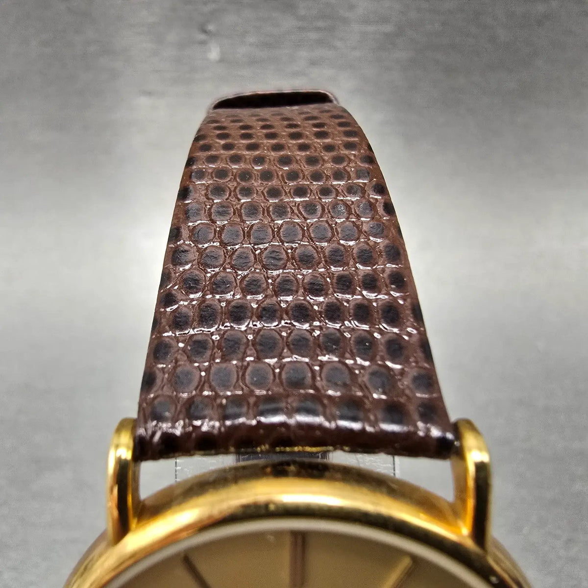 Longines Watch Men 32mm Gold Dial Gold Tone Round Leather Band New Battery VTG4