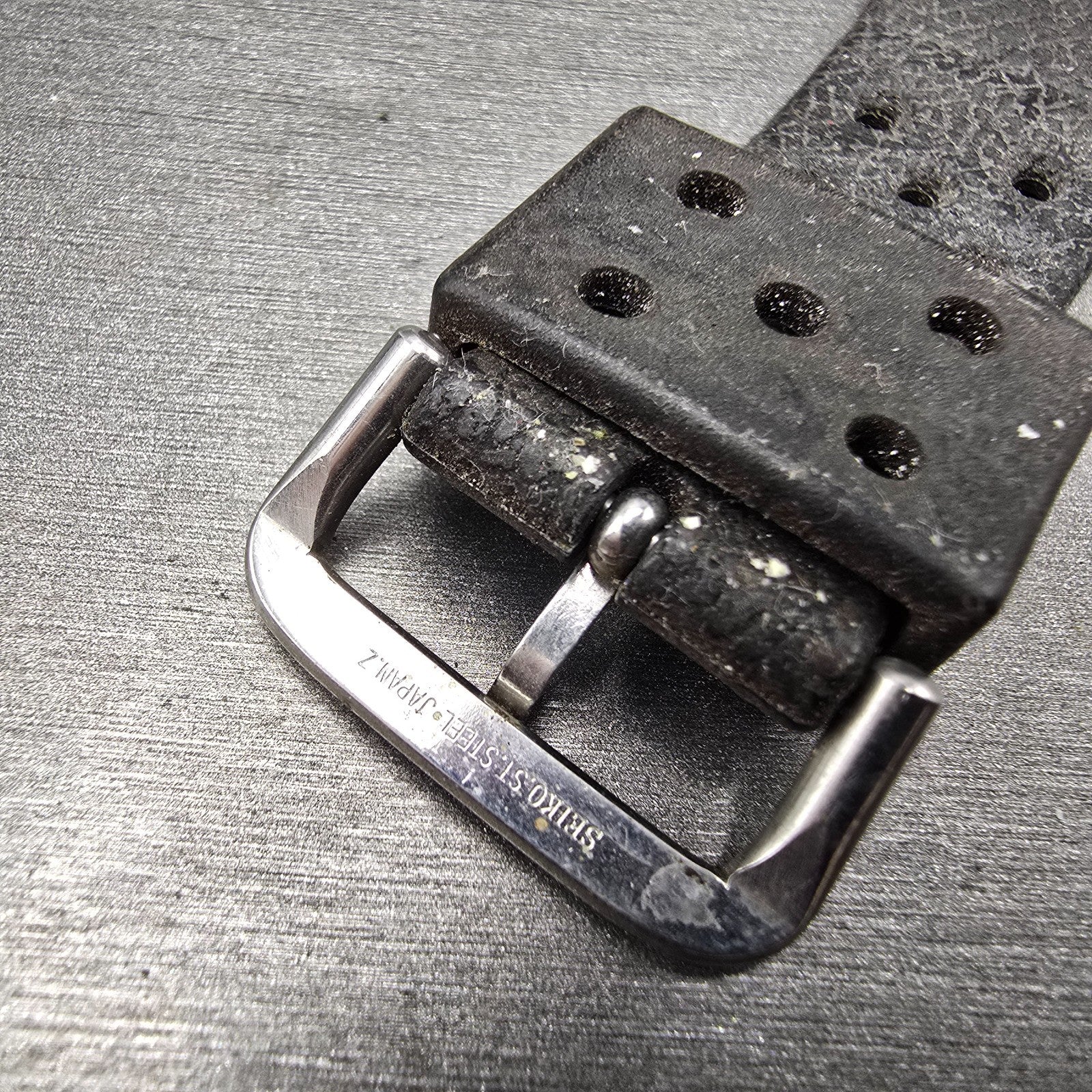 Seiko 22mm Dive Watch Band Black Two Piece Japan Made Vintage6