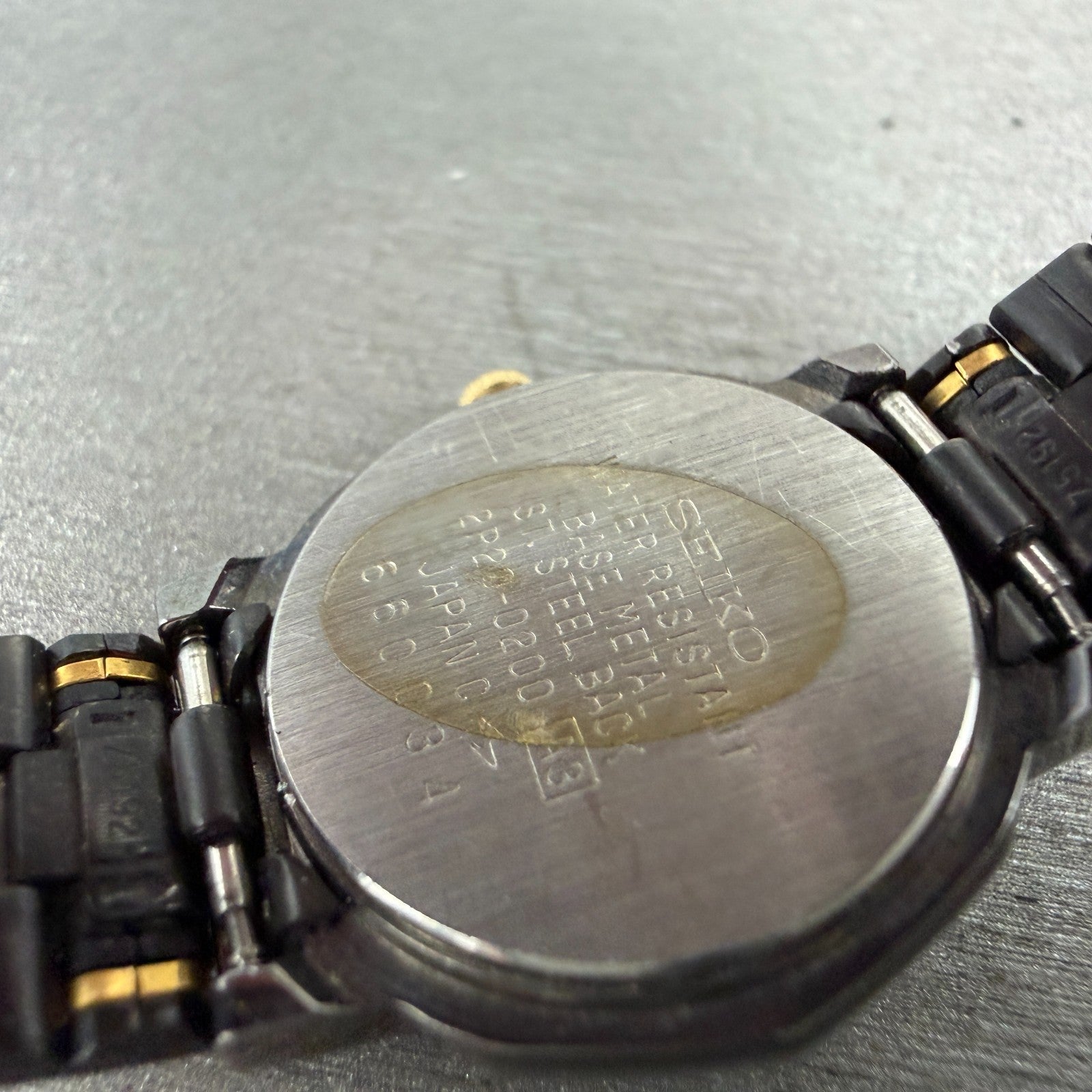 Seiko Watch Women 23mm Black Dial Black & Gold Tone 2P20-0200 New Battery VTG9