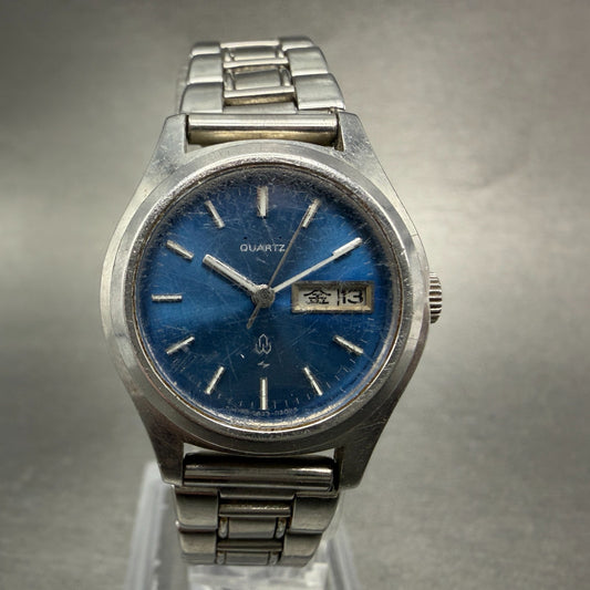 Seiko Watch Women 25mm Blue Dial Silver Tone Daydate 2623-0770 New Battery0