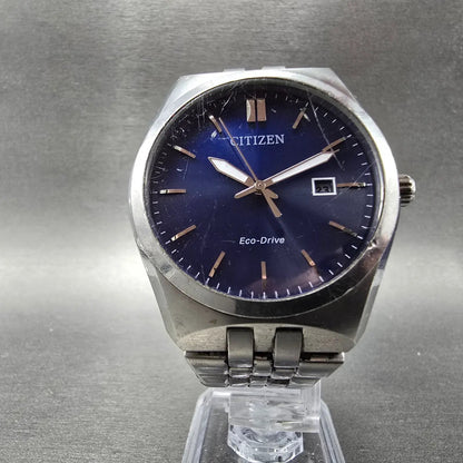 Citizen Eco-Drive Watch Men 40mm Blue Dial Silver Tone Date E111-S099641 Runs5