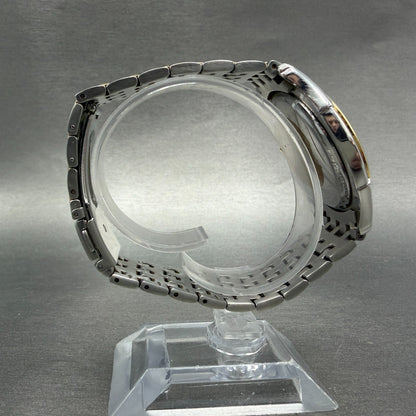 Cyma Noblesse Watch Men 37mm White Dial Two Tone Date Round 521 New Battery8