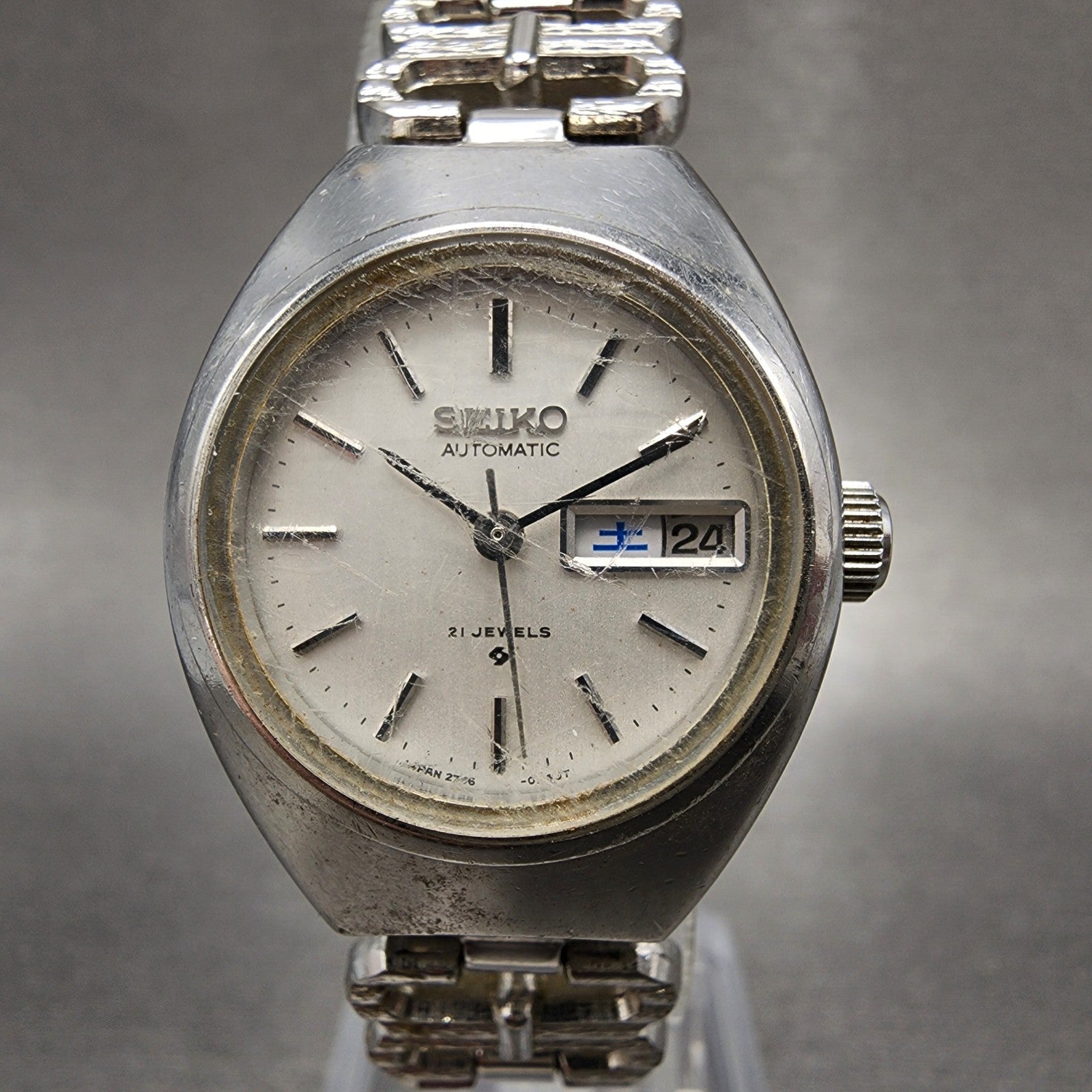 Seiko Automatic Watch Women 24mm Silver Dial Silver Tone Daydate 27060090 Runs0