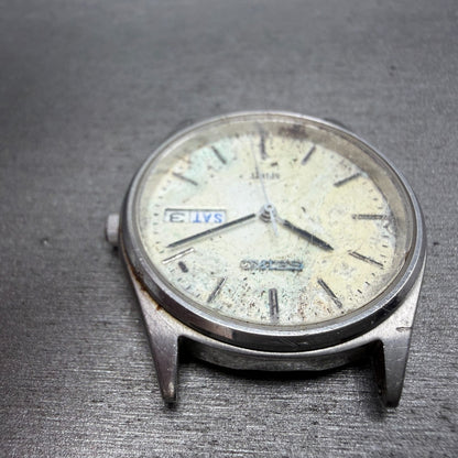 Seiko Spirit Watch Men 35mm White Dial Silver Tone Daydate 7N48-7A00 PARTS VTG5