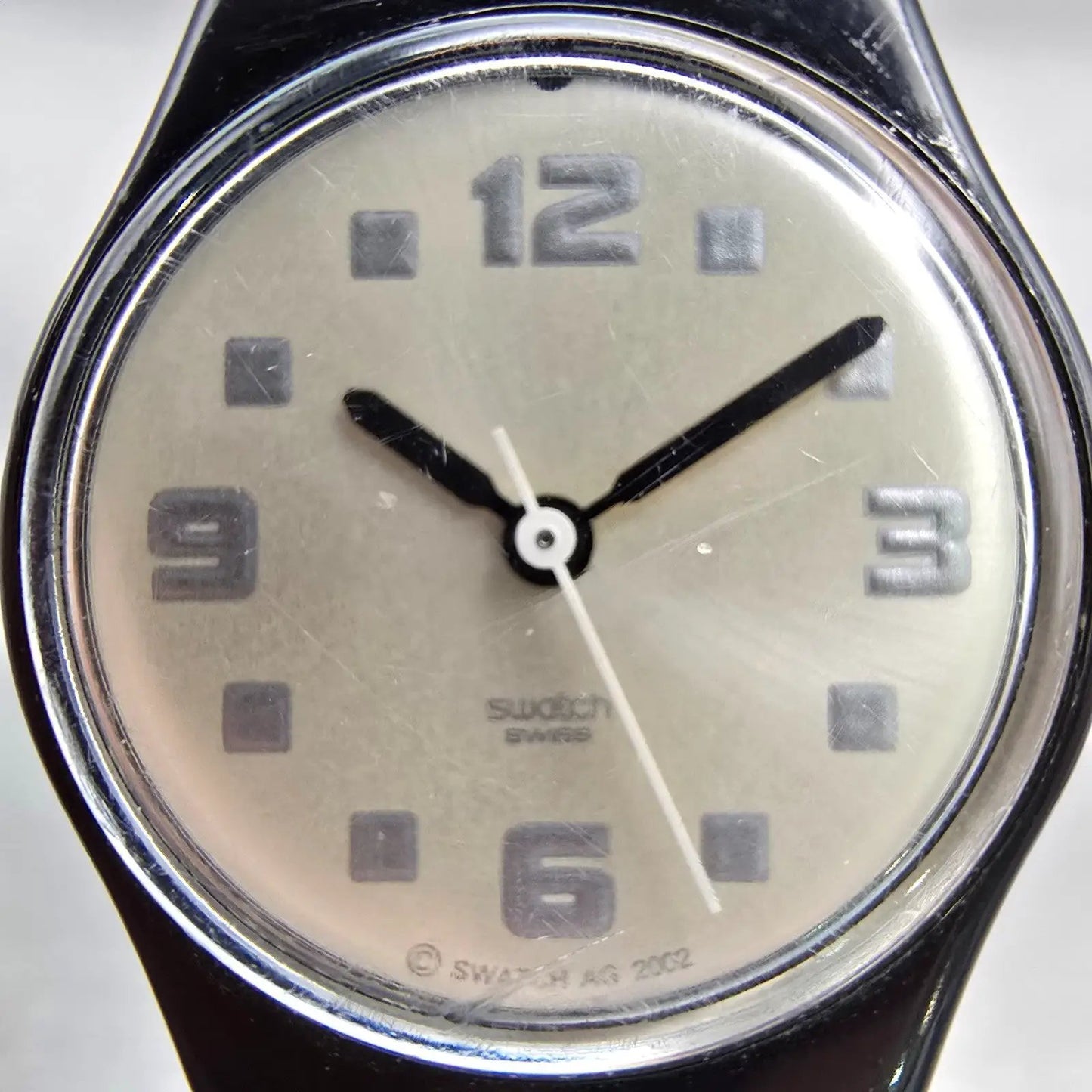 Swatch Lady Chessboard Watch Women Ivory Dial Black Case Round LB160G New Batt1