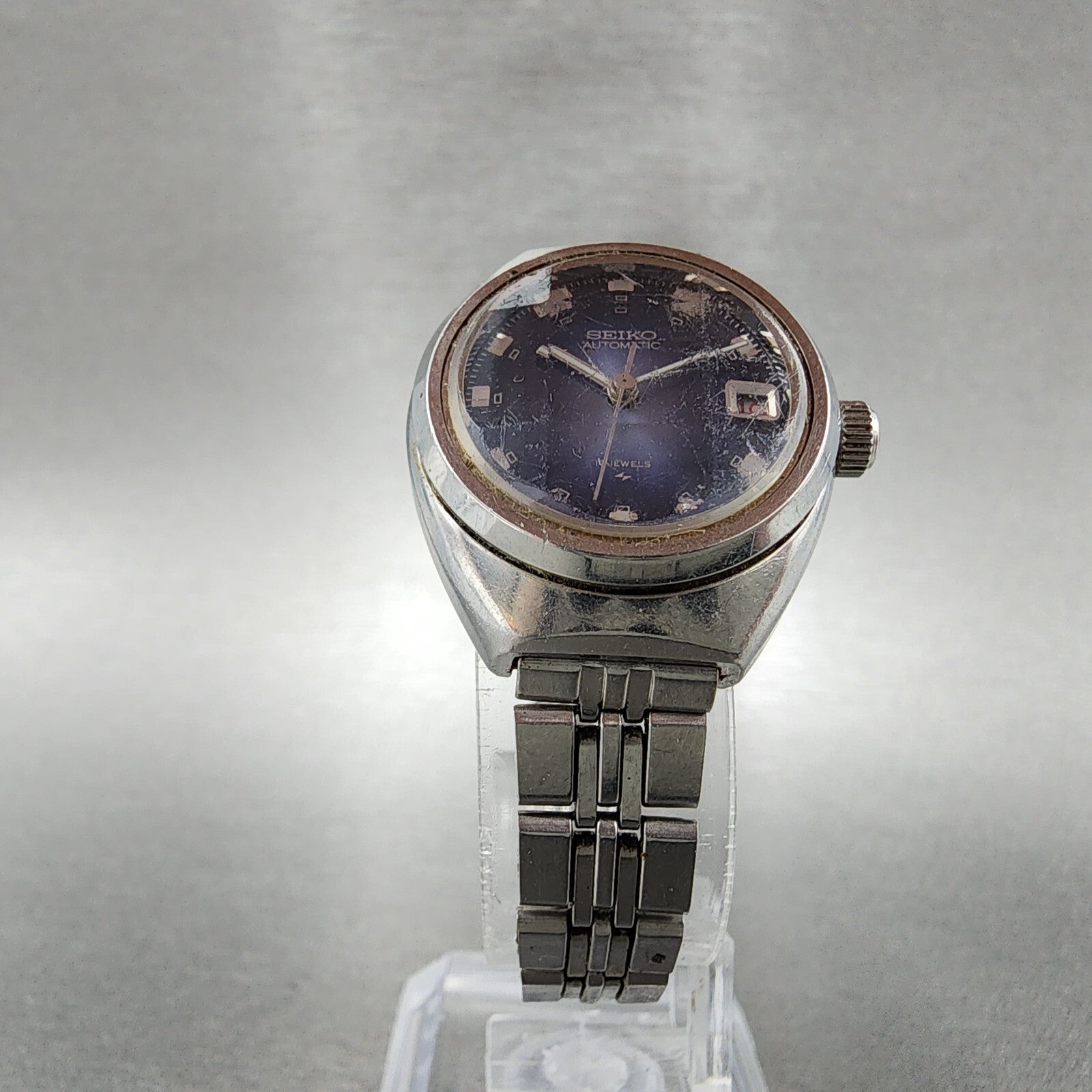 Seiko Automatic Watch Women 25mm Blue Dial Silver Tone Date 22050520 Runs5