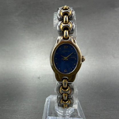Seiko Watch Women 19mm Blue Dial Two Tone Oval Vintage 1N01-5B09 New Battery5