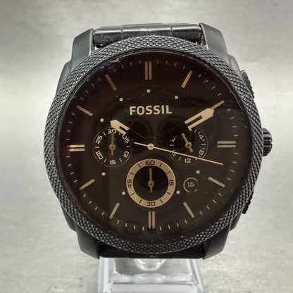 Fossil Machine Chronograph Watch Men 42mm Brown Dial Black Tone FS-4682 New Batt0