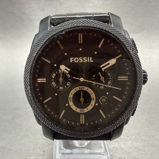 Fossil Machine Chronograph Watch Men 42mm Brown Dial Black Tone FS-4682 New Batt0