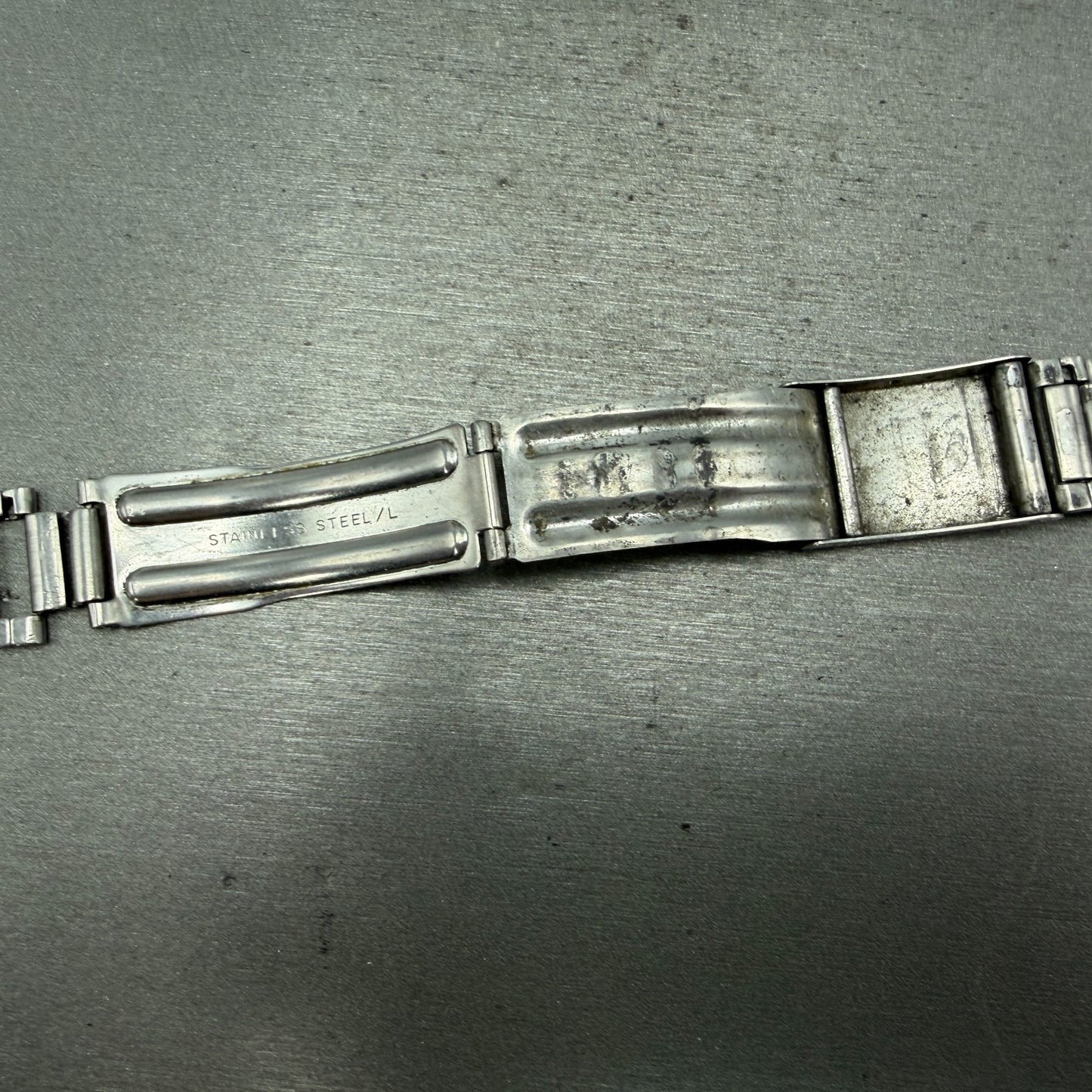 Seiko Bracelet 20mm Stainless Steel Silver Tone Tri Folding Clasp VTG Japan READ8