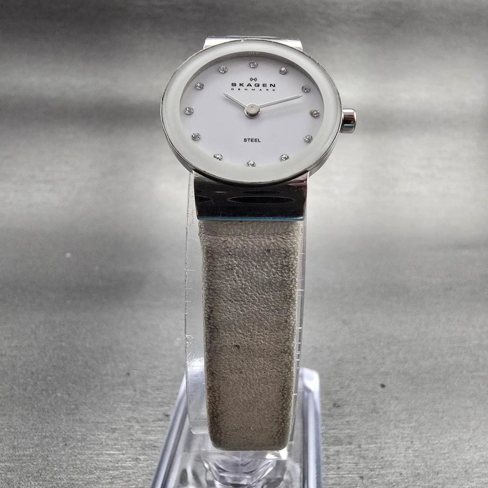 Skagen Denmark Steel Watch Women 22mm White Dial Silver Tone 358XSSLWW New Batt5