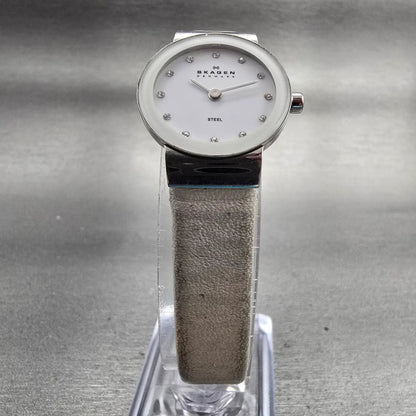 Skagen Denmark Steel Watch Women 22mm White Dial Silver Tone 358XSSLWW New Batt5