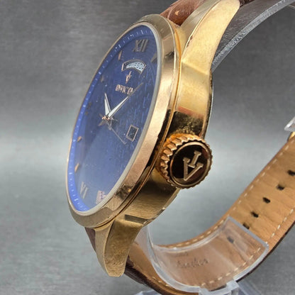 Invicta Watch Men 45mm Blue Dial Rose Gold Tone Daydate 12246 New Battery2