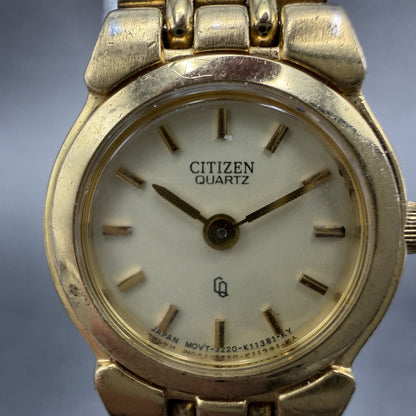 Citizen CQ Watch Women 20mm Champagne Dial Gold Tone Round 3220-K02791 New Batt1