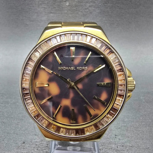 Michael Kors Gramercy Watch Women 45mm Brown Dial Gold Tone MK-5723 New BatteryK0