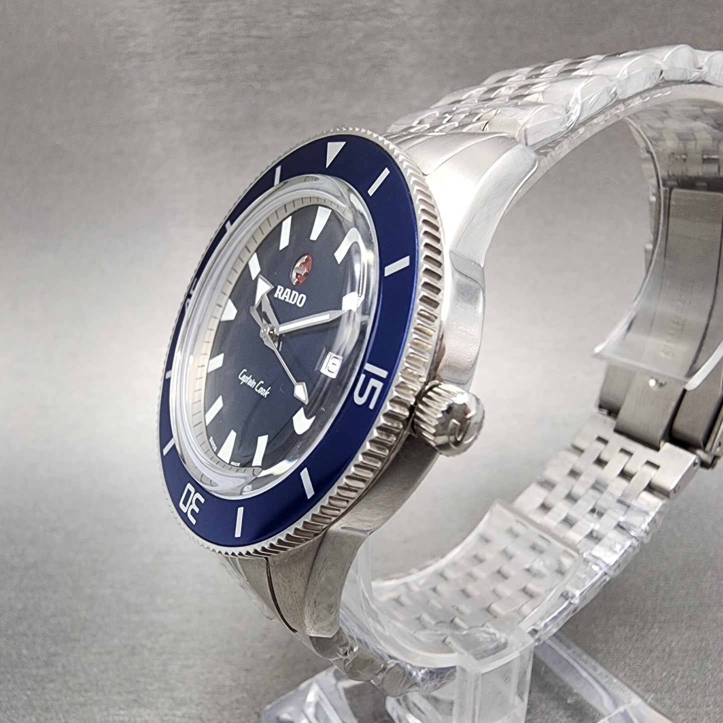 Rado Captain Cook Dive Watch Men 41mm Blue Dial Steel Date Automatic Custom Runs2