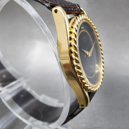 Seiko Watch Women 20mm Black Dial Gold Oval 14007170 New Battery3