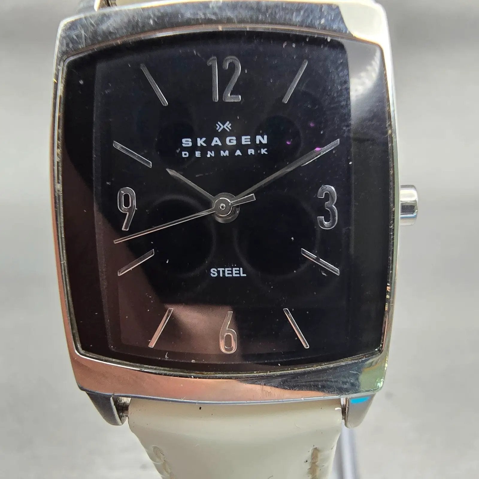 Skagen Denmark Watch Women 24mm Black Dial Silver Tone Rectangle 691SSB1 New Bat1
