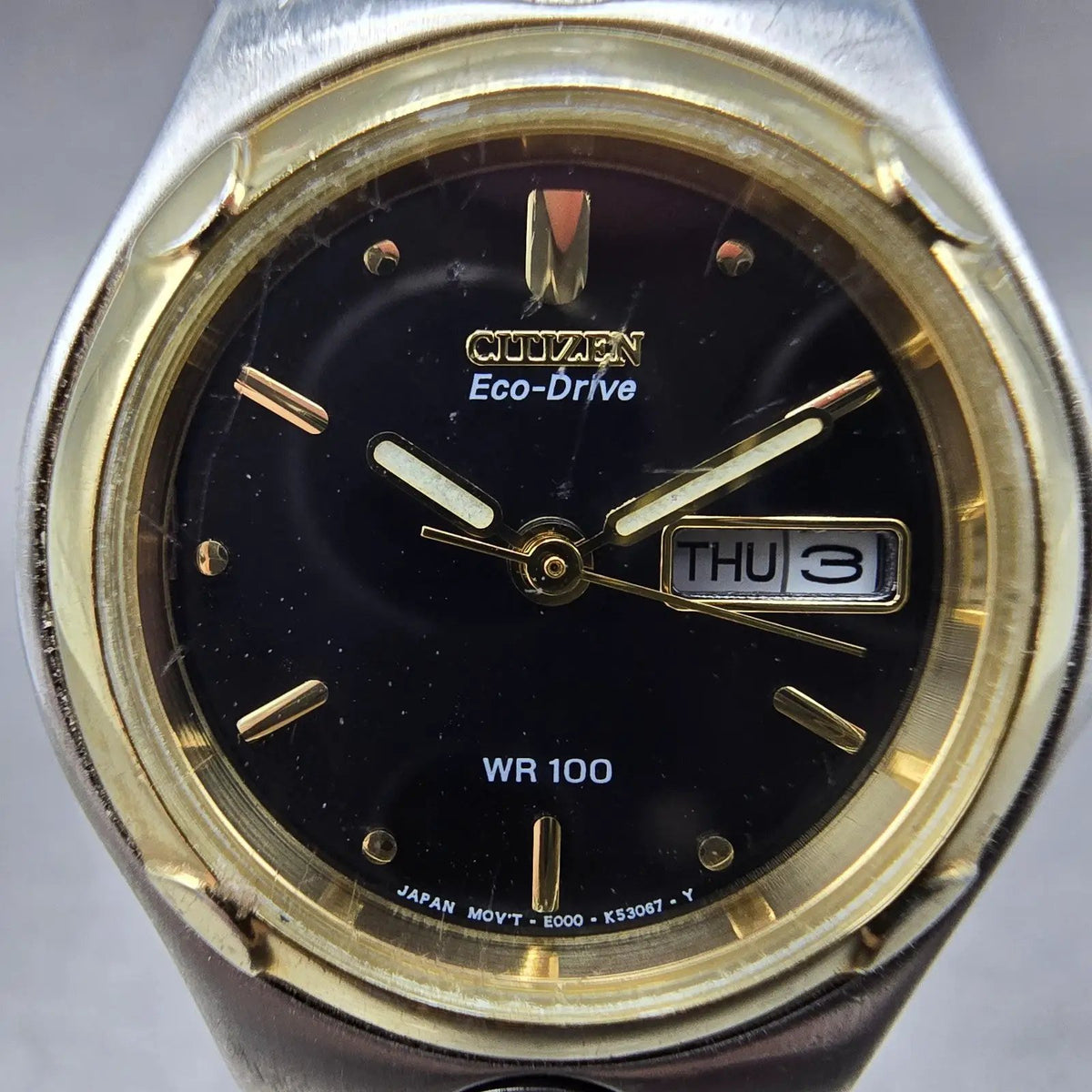 Citizen Eco-Drive Watch Women 25mm Black Dial Two Tone Daydate E000-K17578 Runs1