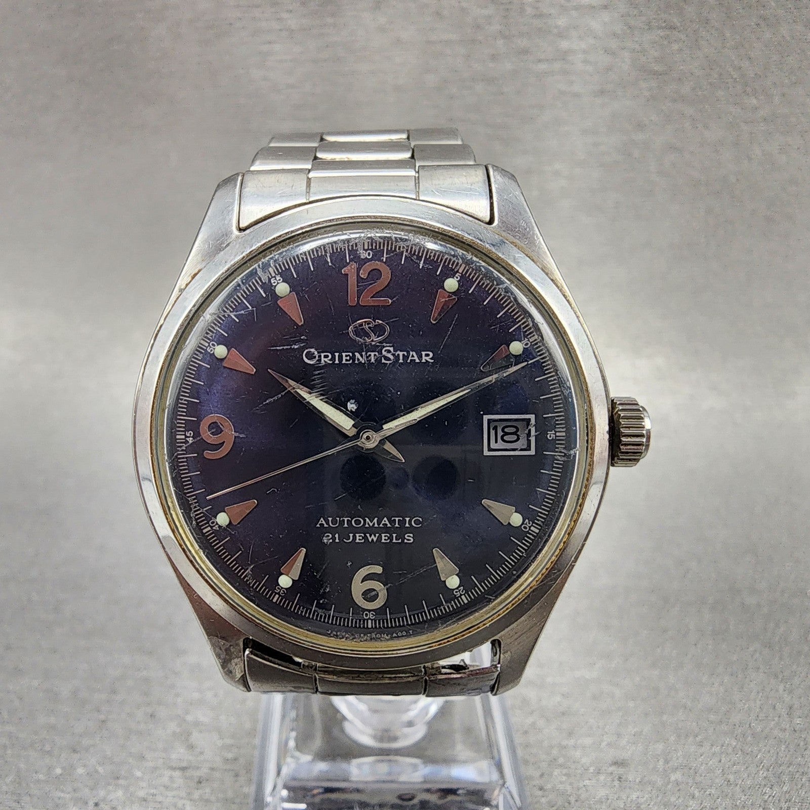 Orient Star Watch Men 38mm Blue Dial Steel Date Automatic Round Runs ER0MC00