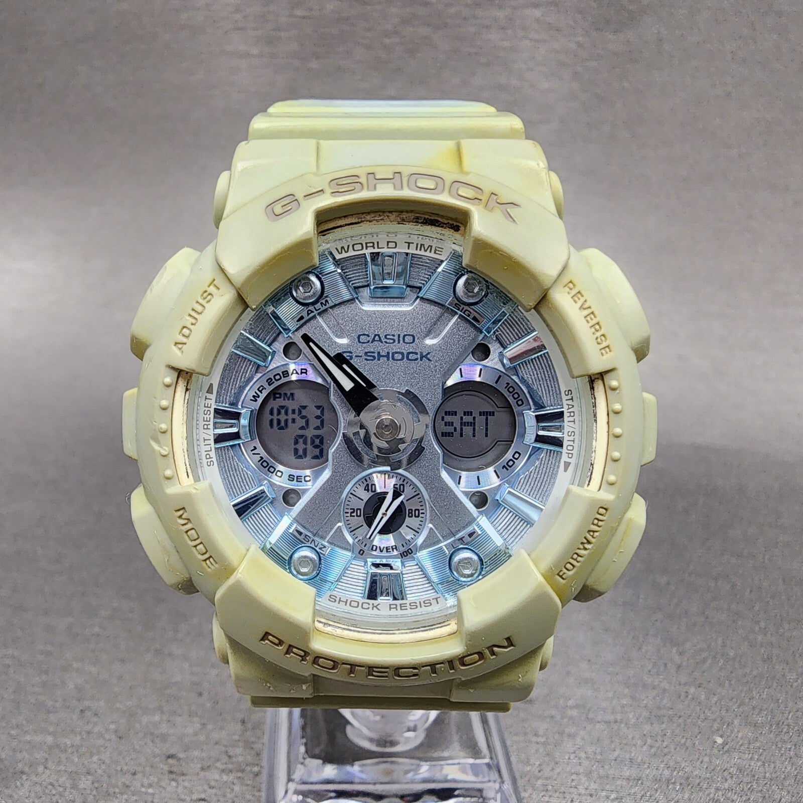 Casio GShock GMAS120DP Watch Women 46mm Blue Dial Blue Alarm Chrono New Bat0