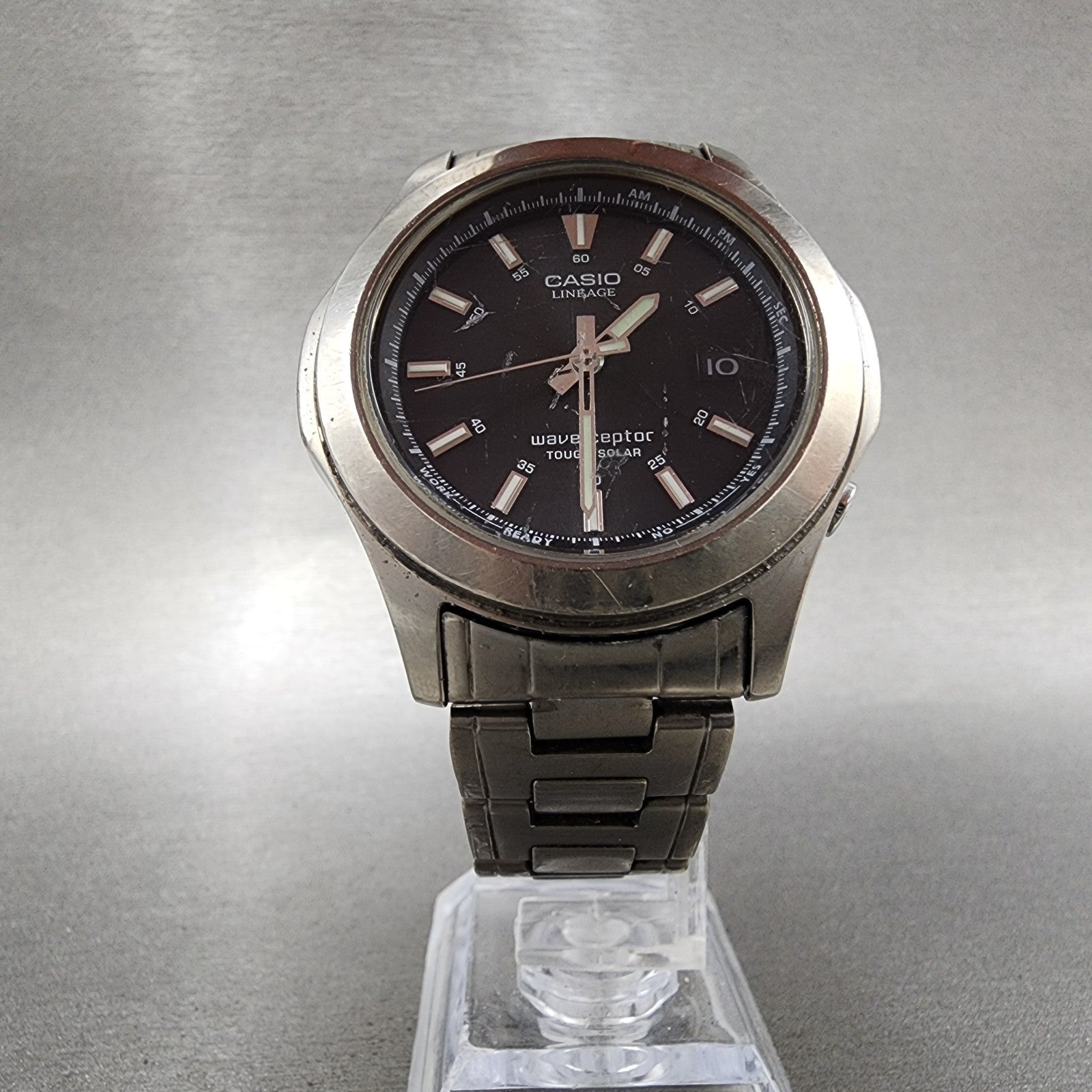Casio Lineage Watch men 42mm Black Dial Titanium Date Round LIW100TDJ Runs5