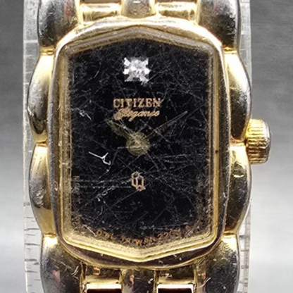 Citizen Elegance Watch Women 14mm Black Dial Gold Tone 2200-S14960 New Battery1