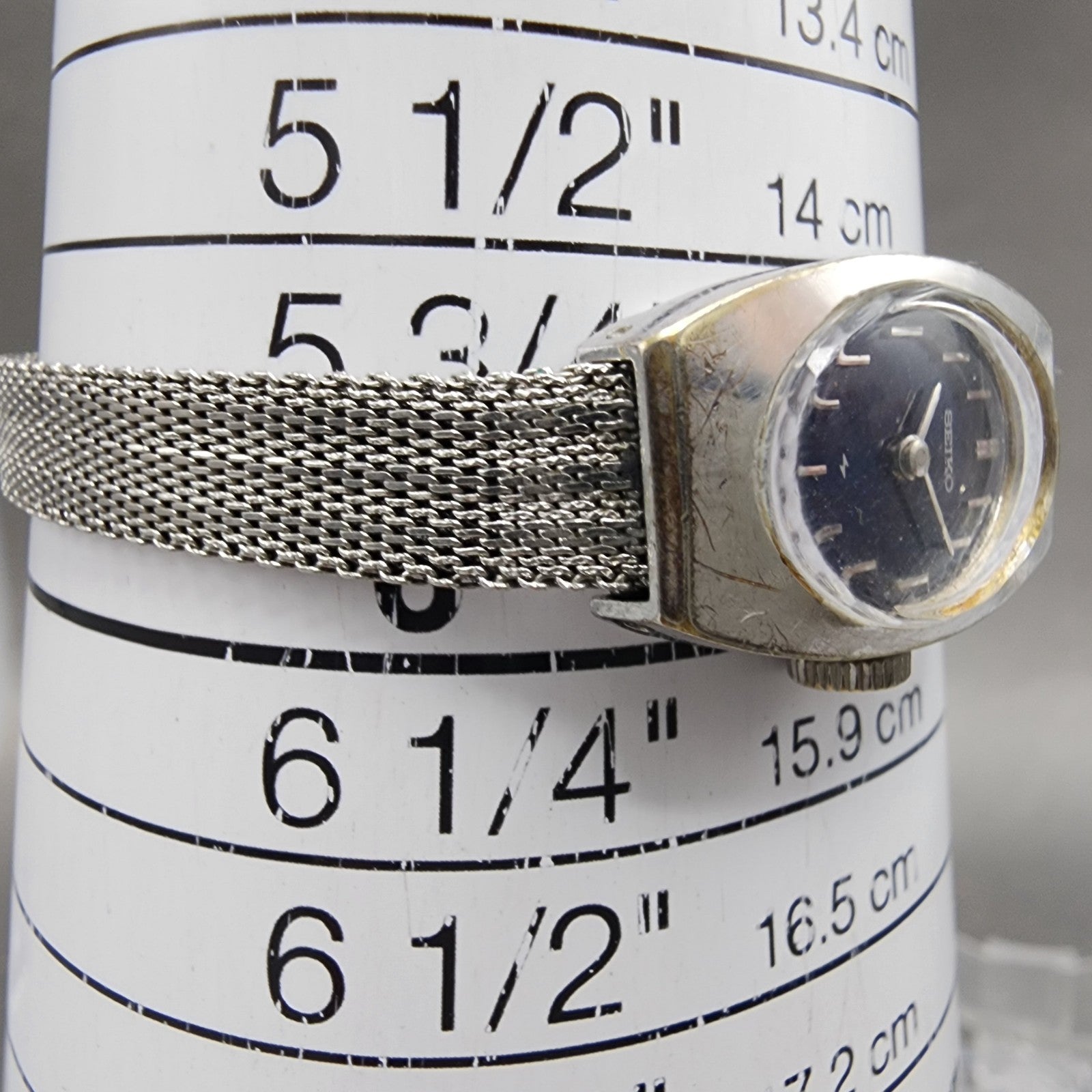 Seiko Watch Women 15mm Blue Dial Silver Tone Manual Wind Rectangle 11 Runs10