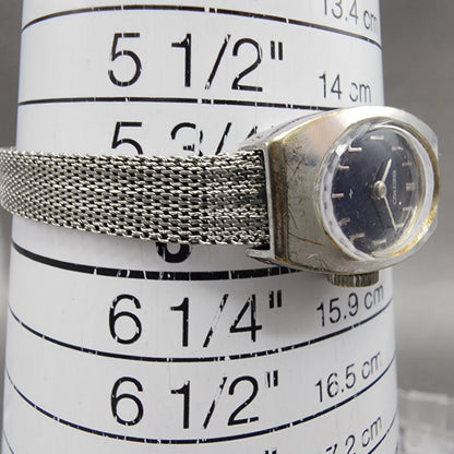 Seiko Watch Women 15mm Blue Dial Silver Tone Manual Wind Rectangle 11 Runs10