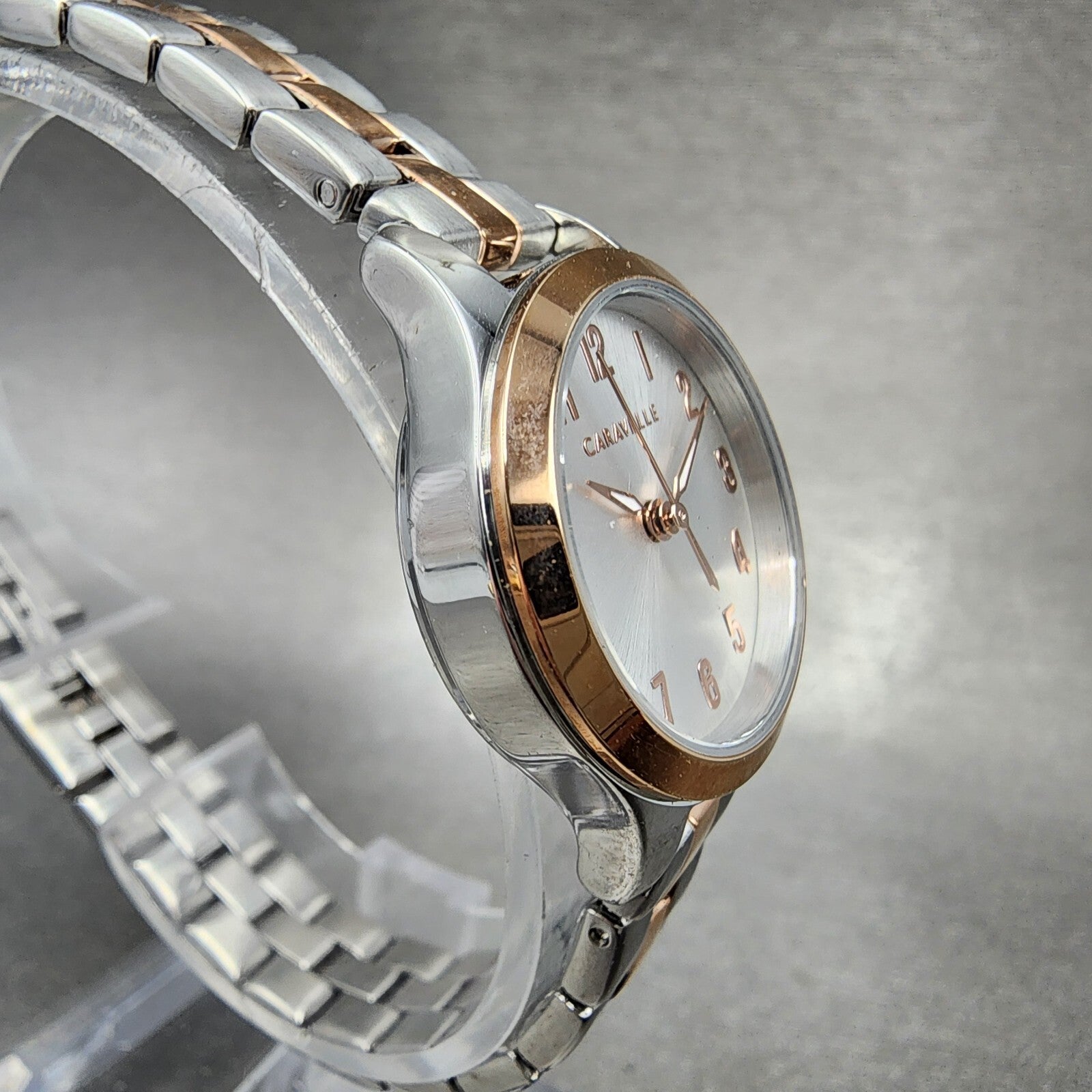 Caravelle Watch Women 24mm Silver Dial Two Tone Round 45L175 New Battery3