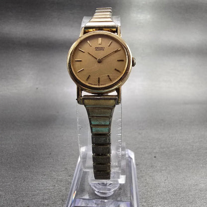 Seiko Watch Women 20mm Gold Dial Gold Tone Round 2C20-0010 New Battery Vintage5