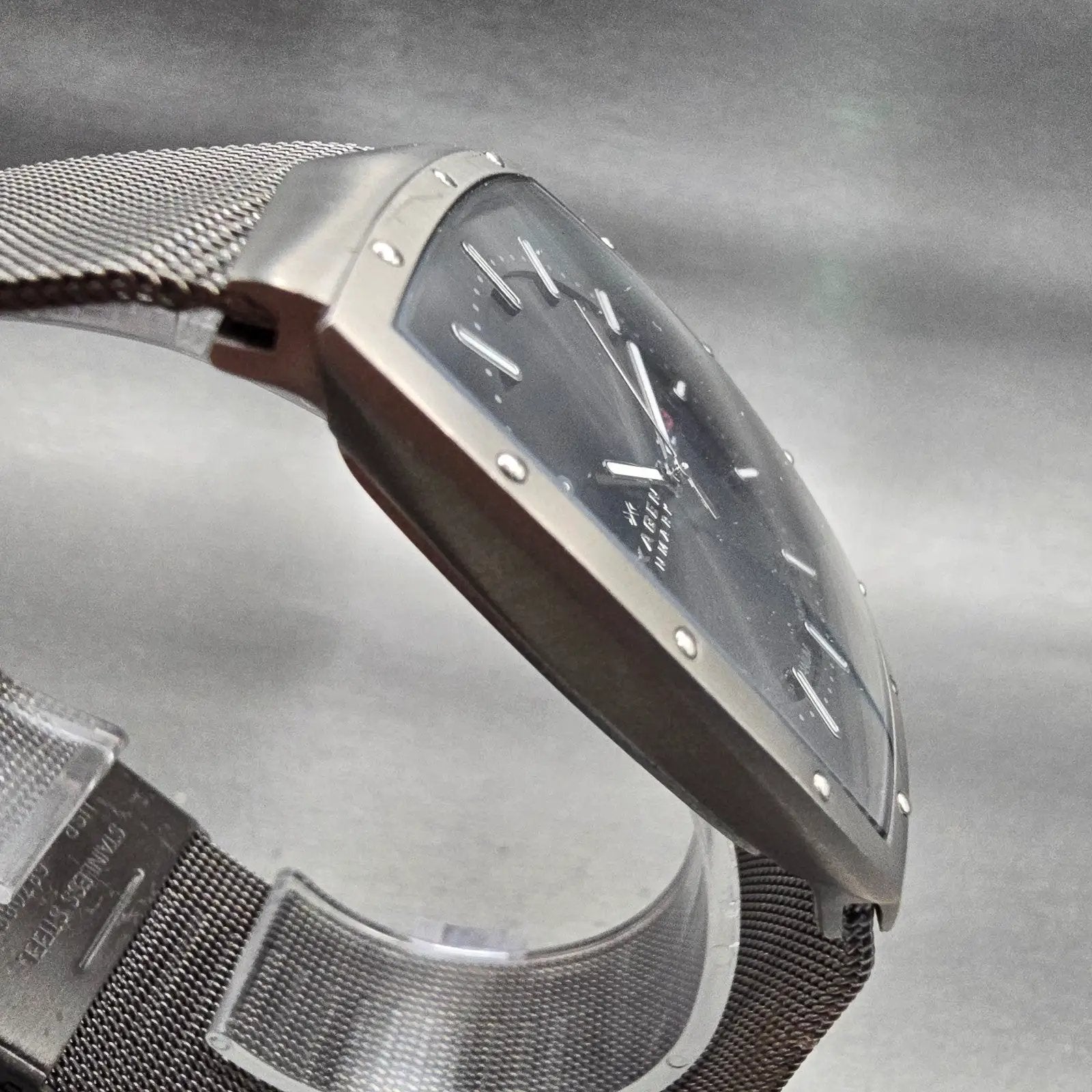 Skagen Tank Watch Men 34mm Gray Dial Titanium Daydate 396LTTM New Battery3