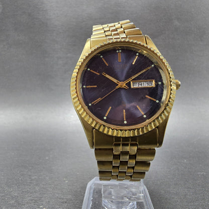 Citizen CQ President Watch Men 35mm Blue Gold Tone Daydate 1102-R12543 PARTS6